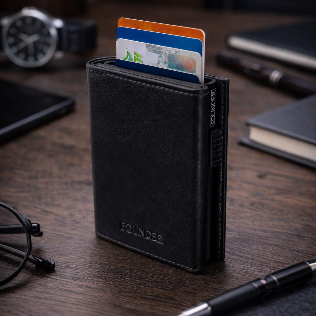 Billetera Anti hackeo l Sisitema RFID l Mecanismo Pop Up Tarjetas