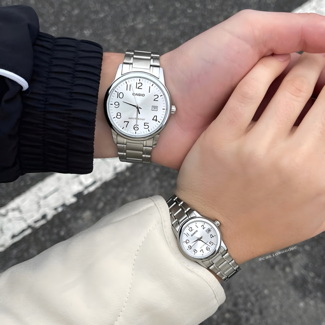 Set Relojes Casio Pareja l LTP-V001 + MTP-V001 l