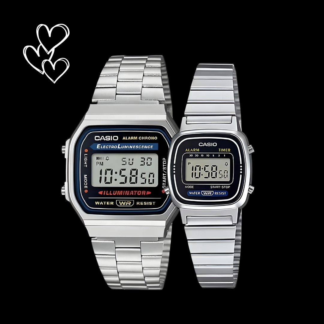 Set Relojes Casio Pareja l LA-670 + A-168 l