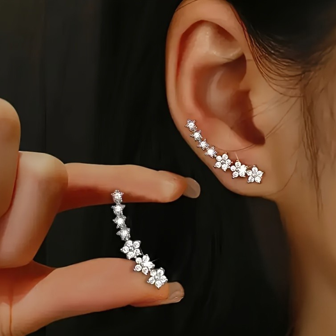 Caravanas trepadoras con zirconías l Plata 925