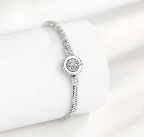Pulsera Princess estilo Pandora l Plata 925 l Para Charms