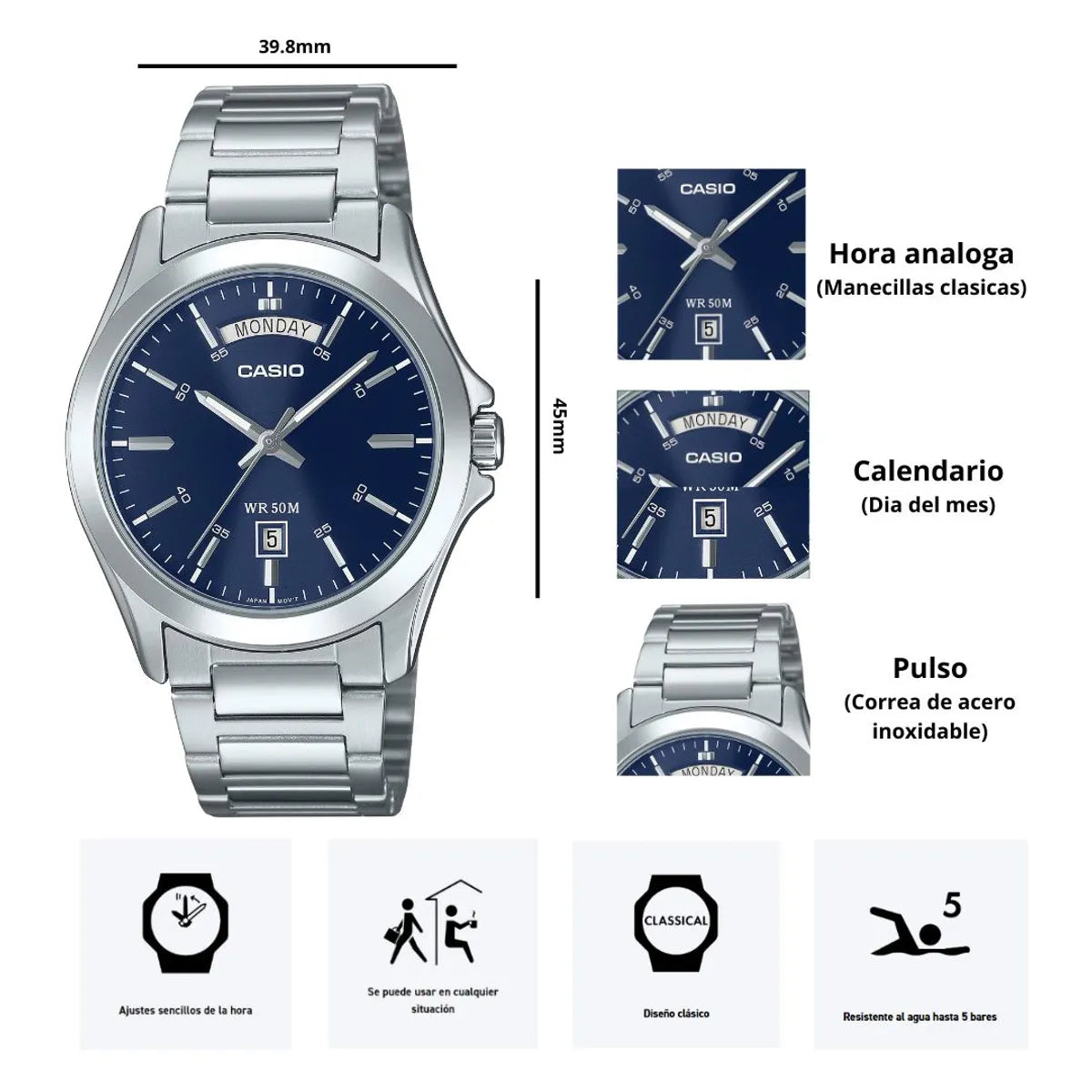 Reloj Casio l MTP-1370D-1 l