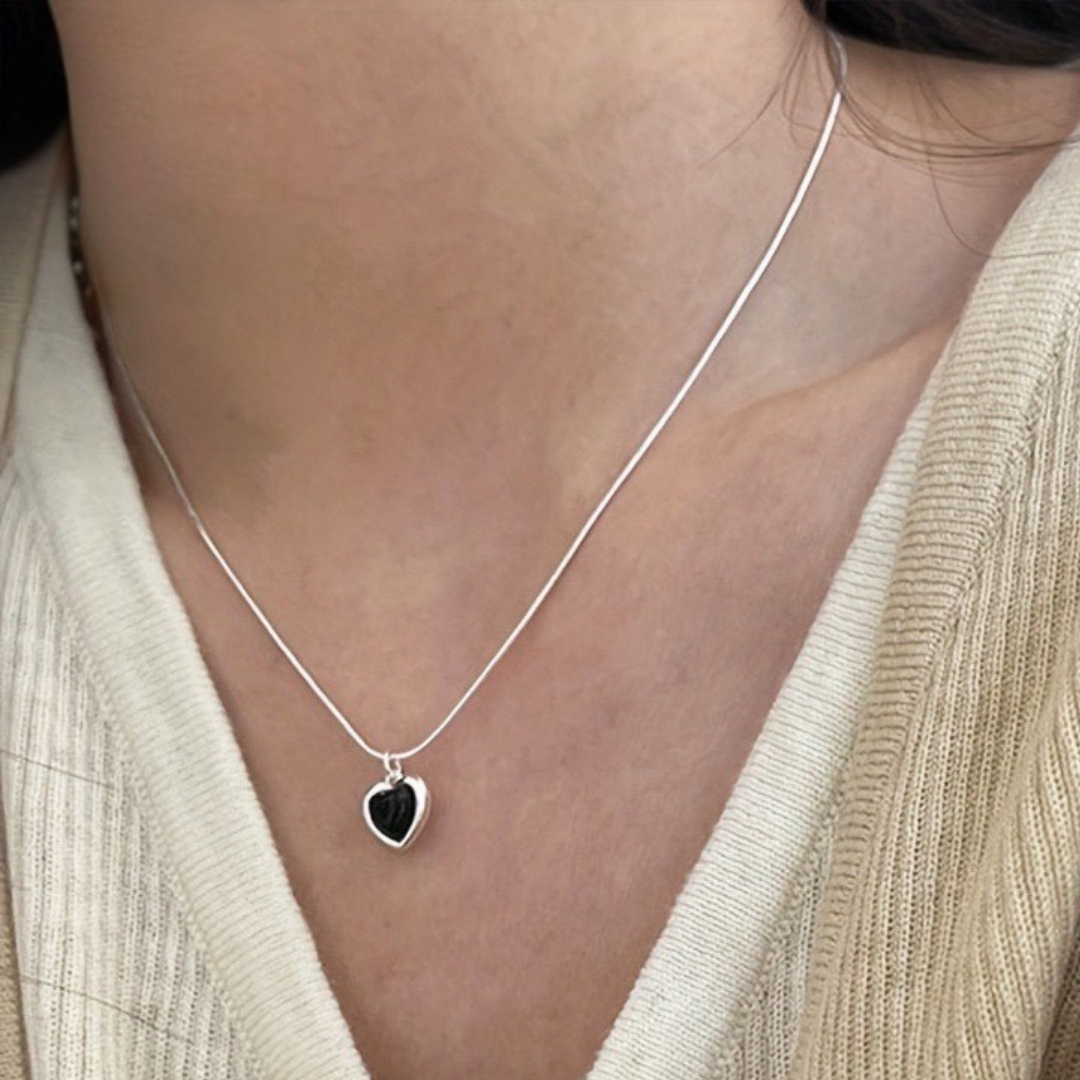 Collar Corazón Black l Plata 925