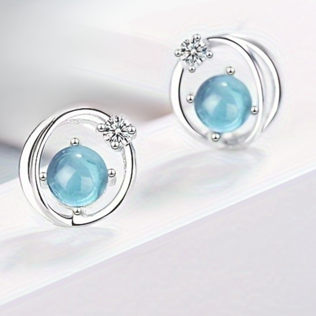 Aros Piedra Luna  l Plata 925