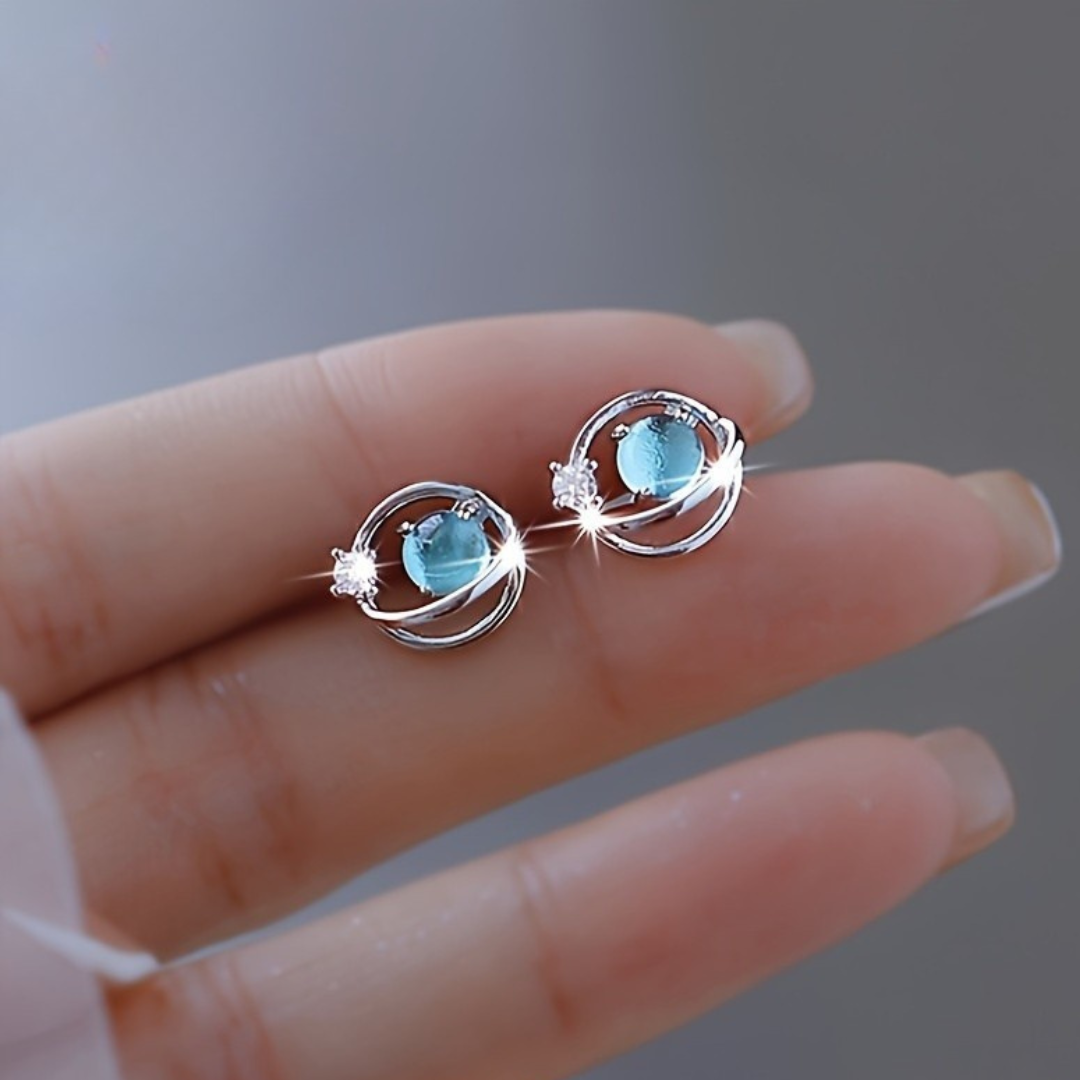 Aros Piedra Luna  l Plata 925