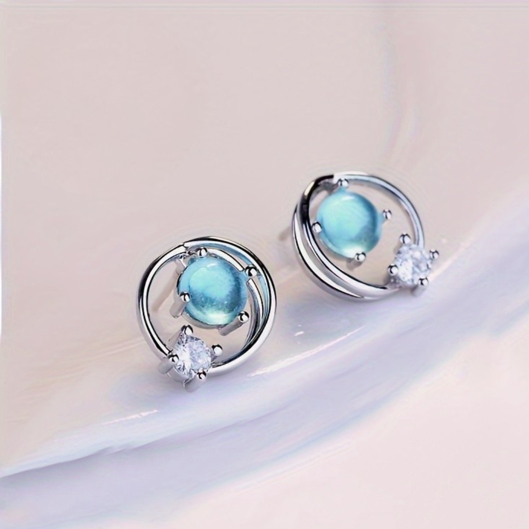 Aros Piedra Luna  l Plata 925