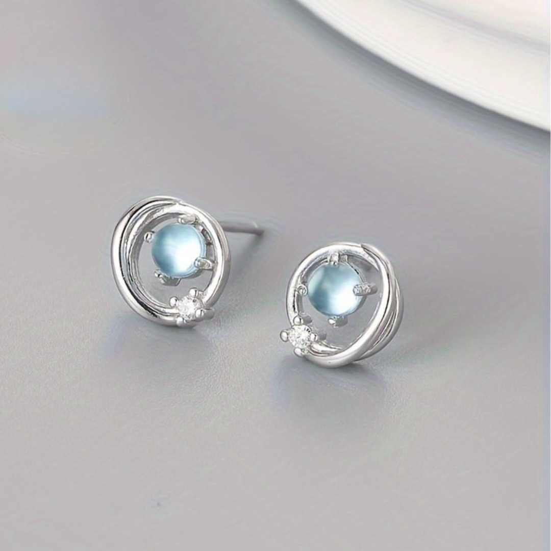 Aros Piedra Luna  l Plata 925