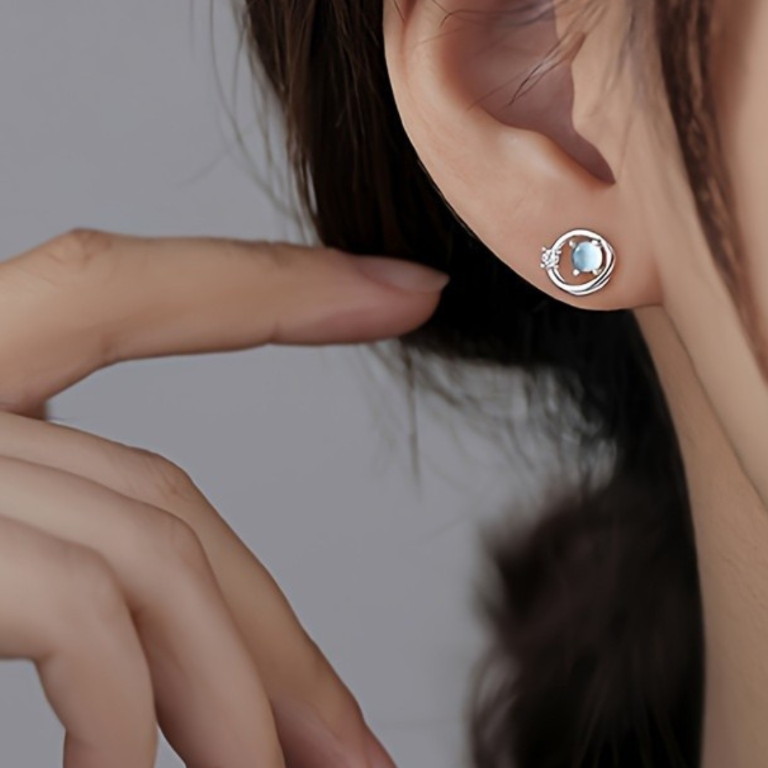Aros Piedra Luna  l Plata 925