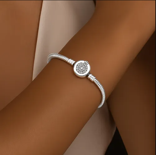Pulsera Princess estilo Pandora l Plata 925 l Para Charms